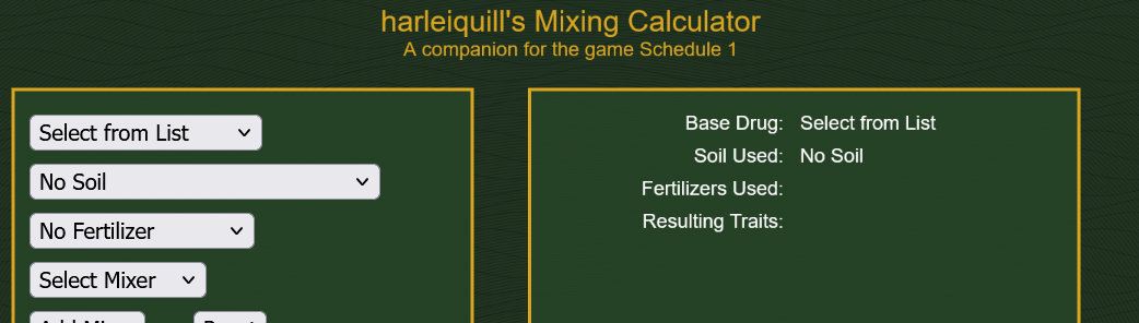Personal Project – Schedule 1 Calculator
